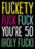 Rude 50th Birthday Card - Fuckety Fuck 50 created by The Buddy Fernandez Card Co.