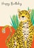 Modern Birthday Card - Arty Illustrated Leopard created by Beverley Edge Illustrations