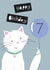 Cute Birthday Card - Age 7 - White Cat created by Lucy Driver