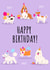 Cute Birthday Card For Dog Lovers - Party Dogs With Cakes, Balloons & Party Hats created by Five Bears Co