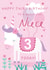 Cute 3rd Birthday Card - Unicorn - Niece created by Juniper and Rose Studio