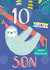Cute Birthday Card - For Son - 10 Today -  Sloth created by Juniper and Rose Studio