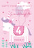 Cute 4th Birthday Card - For Granddaughter - Cartoon Unicorn created by Juniper and Rose Studio