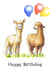 Cute Birthday Card - Llama - Balloons created by Kate Garrett