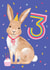 Cute 3rd Birthday Card - Illustrated Bunny created by Debbie Daley Illustrations