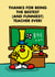 Cute Thank you Teacher Card - Mr. Happy - Best & Funniest Teacher created by Mr. Men