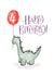 Cute 4th Birthday Card - Cartoon Dinosaur created by Magpie Designs UK