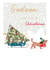 Classic Christmas Card - For Godson - Cute Dog with Christmas Tree on a Sleigh created by SABIVO Design by Sabina