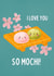 Cute Japanese Mochi Card - I Love You So Mochi! - Cherry Blossoms - Anniversary created by Mouse and Jam