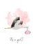 Arty New Baby Card - Baby Girl - Stork created by Heather Trefusis Art