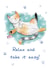 Cute Send A Smile Card - Relax And Take It Easy - Cat created by Holly Bushnell Illustration