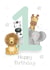 Cute 1st Birthday Card - Animals created by Bumbleberry Park