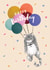 Cute Birthday Card - Cat with Balloons created by Debbie Daley Illustrations