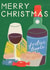Retro Christmas Card - Arty Christmas Food & Wine - Festive Tipple created by Laura Darrington Design Ltd.
