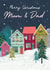 Classic Christmas Card - For Mum & Dad - Houses created by Laura Darrington Design Ltd.