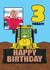 Cool 3rd Birthday Photo Card - For Kids - Triceratops Dinosaur and Diggers created by @Cupsie's Creations