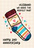 Cute Husband 2nd Anniversary Card - Pair Of Socks - Cotton created by Lyndsay Moon