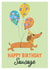 Happy Birthday Sausage, Floral, Dog birthday card, sausage dog, dachshund created by Rebecca Grantham