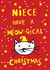 Cute Christmas Card - For Niece - Cat created by Earlybird