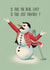 Funny Christmas Card – Freddie Mercury Snowman –Is This the Real Life? Is This Just Fantasy? created by Kasia Cards