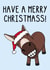 Funny Christmas Card - Donkey - Have A Merry Christmass! - Pun created by OhJaye