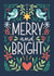 Cute Christmas Card - Merry And Bright - Festive Florals created by Natalia Gonzalez