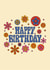 Retro Happy Birthday - 70s Typographic Flower Power Card for Vintage Lovers created by racwo_shows