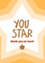 Classic Thank You Card - You Star - Gold Star created by Bev O'Connor || @oconnordesign