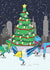 Funny Christmas Card - City Ice Skating Dinosaurs created by Dinosaurs Doing Stuff
