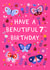 Cute 7th Birthday Card - Butterflies And Ladybirds - For Her created by Pear Tree Press