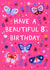 Cute 8th Birthday Card - Butterflies And Ladybirds - For Her created by Pear Tree Press