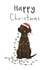 Cute Christmas Card - Chocolate Lab - Lights created by Lucy Driver
