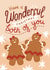 Cute Christmas Card For A Couple, Gingerbread Couple, Lesbian Couple, LGBTQ+ created by Josie Gledhill