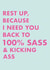 Funny Get Well Card - Rest Up - 100% Sass & Kicking Ass created by Sweetlove Press