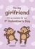 Cute Valentine's Card - For Girlfriend - Monkeys created by Bev O'Connor || @oconnordesign