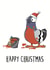 Happy Christmas Robin painted Pigeon Cartoon Card created by Clare Stansfield