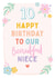 Cute 10th Birthday Card - For Niece - Flowers created by Macie Dot Doodles