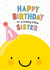 Cute 1st Birthday Card - For Little Sister - Happy Face created by Macie Dot Doodles