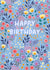 Pretty Birthday Card - Blue Ditsy Florals created by Pear Tree Press