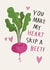 Cute Valentines Day Card - Beetroot - You Make My Heart Skip A Beat created by Alice Mole Illustration