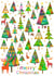 Colourful Christmas card with happy animals in a fun forest. created by YouBloom