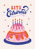Retro Birthday Card - Celebration - Cake created by Sad Girl Illustration