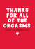 Rude Valentine's Day Card - Thanks For The Orgasms created by Pink Peach Cards