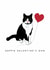 Cute Valentine's Day card - From the Cat - Black and White Tuxedo Cat created by badgerbee design
