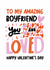 Classic Valentine's Day Card - Amazing Boyfriend - You Are Loved created by Superlush Cards