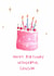 Classic Birthday Card - Wonderful Cousin - Cherry Cake created by HCD Illustration