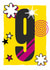 Fun and bright birthday card - 9 years old - a striking card to standout created by London Road Designs