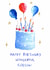 Classic Birthday Card - For Godson - Cake - Wonderful - Blue created by HCD Illustration