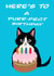Fun Cat Birthday Card ‘Heres to a Purr-fect birthday ’ for Friends or Cat Lovers created by Sarah Barker Illustrations