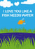 I Love You Like A Fish Needs Water 
Funny valentines card in a cute/funny style created by Ryan Hewitt